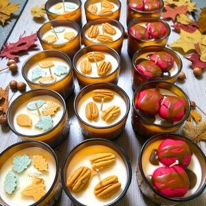 Autumn Scented Candles with Decorative Toppings